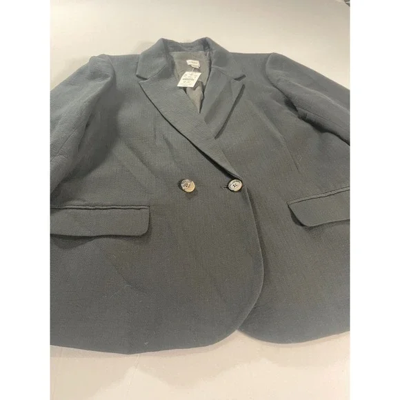 J.Crew $188 Womens Cotton Blend Textured Blazer Black Size 16 BY941 NWT